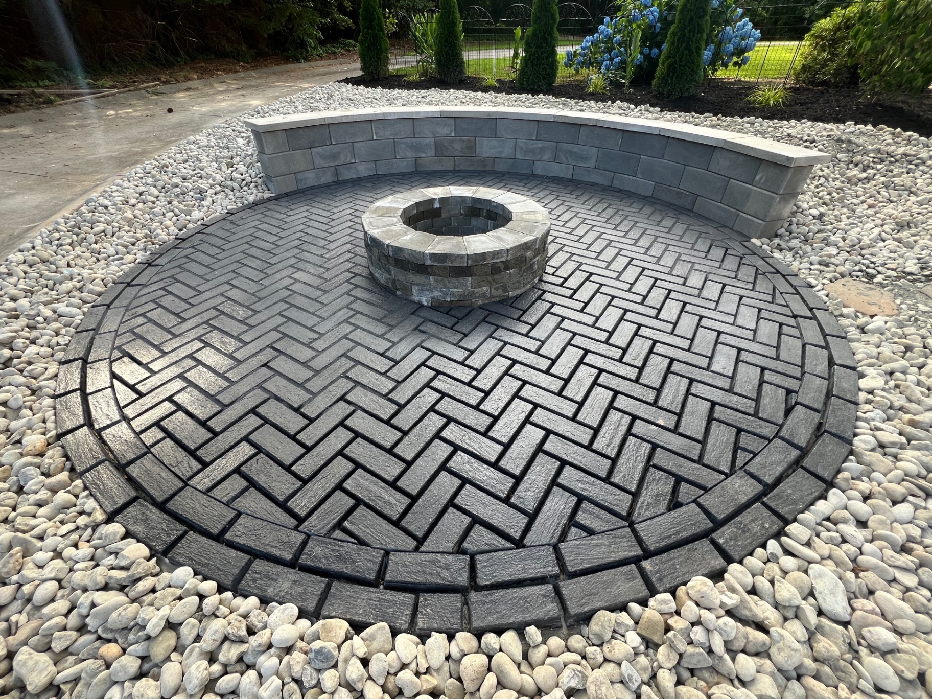 Elegant driveway and walkway paver installation